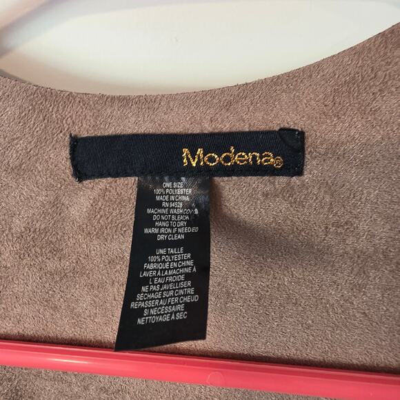 Modena Womens Laser Cut Circles Faux Suede Fringe Boho Wrap Shawl Festival Brown - Picture 3 of 3